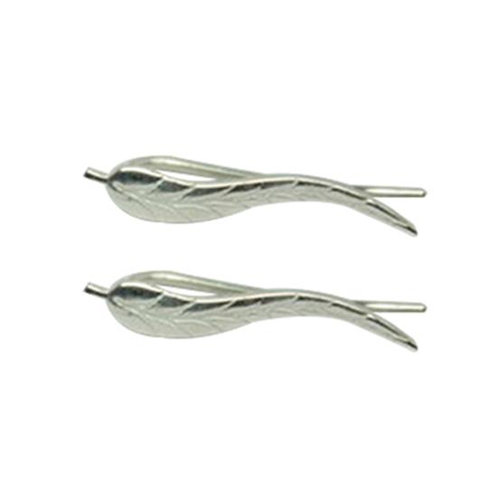 1 пара изысканных серег-гвоздиков в форме листа серебряный