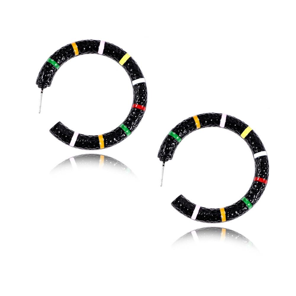 Геометрические серьги-кольца изысканных цветов для женщин чёрный