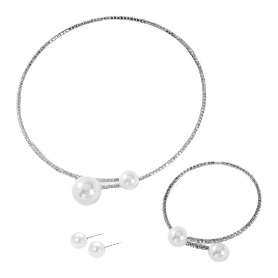 Серьги, ожерелье, браслет, набор изысканных украшений для тела серебряный