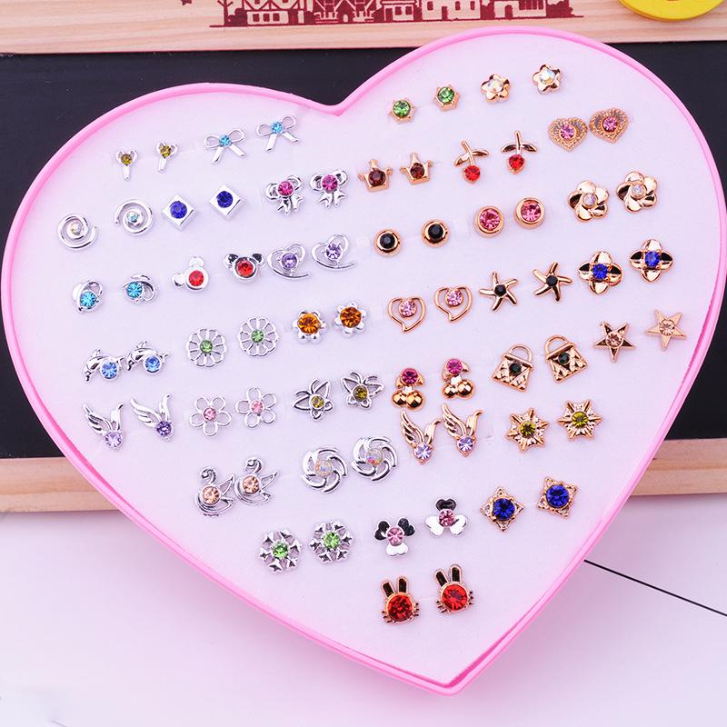 1 комплект симпатичных изысканных разноцветных мультяшных гипоаллергенных пластиковых сережек-гвоздиков